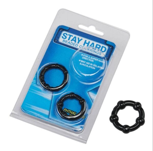 Pack de 3 anillos negros Stay Hard para pene