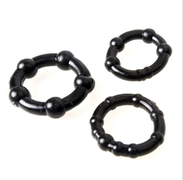 Pack 3 Anillos para el Pene Stay Hard – Retardantes y Engrosadores Negros - Imagen 3