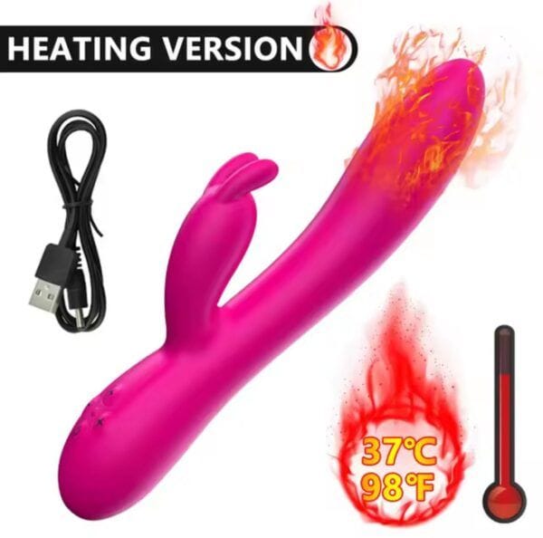 Vibrador conejo con calefacción, 10 velocidades, 16 modos y carga USB