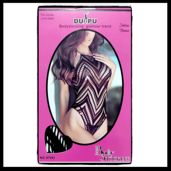Body negro de red con diseño chevron, talla única