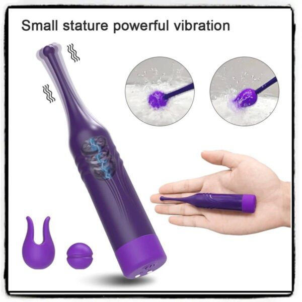 Mini varita vibradora recargable para estimulación de clítoris color púrpura