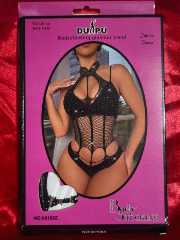 Body Negro con Brillantes 60198Z – Lencería Sexy Talla Única