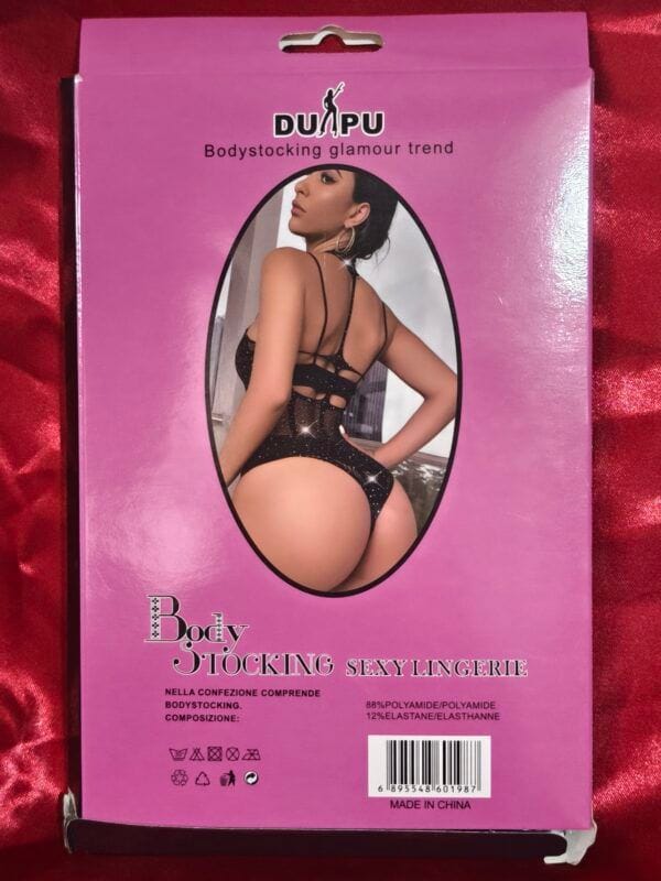 Body Negro 60198Z con Brillantes – Lencería Sexy con Glamour en Talla Única - Imagen 2