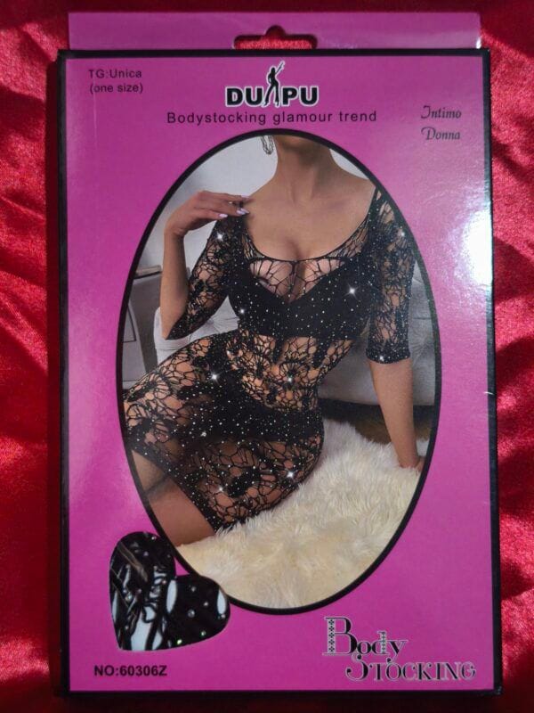 Body Negro 60306Z con Brillantes – Lencería Sexy en Talla Única Ajustable