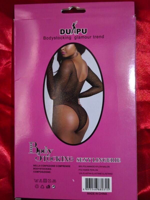 Body Negro 8031Z con Brillantes – Lencería Sexy con Elegancia y Estilo en Talla Única - Imagen 2