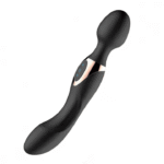 Vibrador doble cabeza de silicona negra con diseño ergonómico