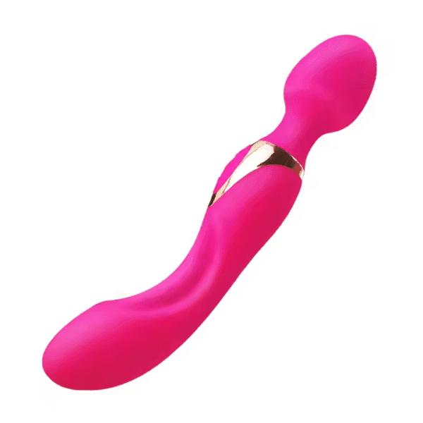 Vibrador doble cabeza color rosado con textura suave