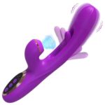 Vibrador 4 en 1 morado con succión, lengua vibradora y estimulador punto G