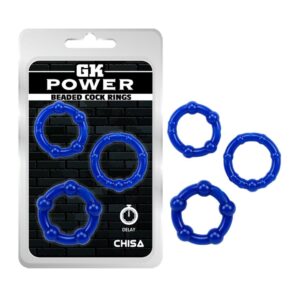 Pack 3 anillos para pene GK Power CHISA de TPE azul – erección firme en Chile