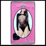 Body Negro 86140 con encaje floral y manga larga