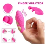 Dedo vibrador rosa para clítoris con textura de puntos y sujeción