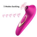 Succionador de clítoris recargable rosado con 5 modos de succión