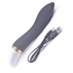 Vibrador recargable USB MY2006B gris oscuro con cable de carga