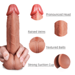 Dildo realista con ventosa para juegos sin manos